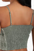 Embroidered short top in linen with adjustable straps
